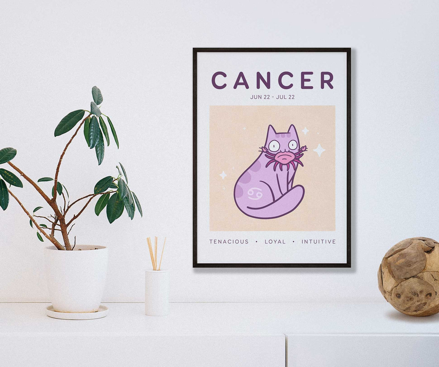 Cancer Zodiac Cat Print (A5)