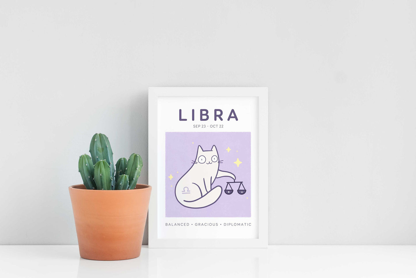 Libra Zodiac Cat Print (A5)