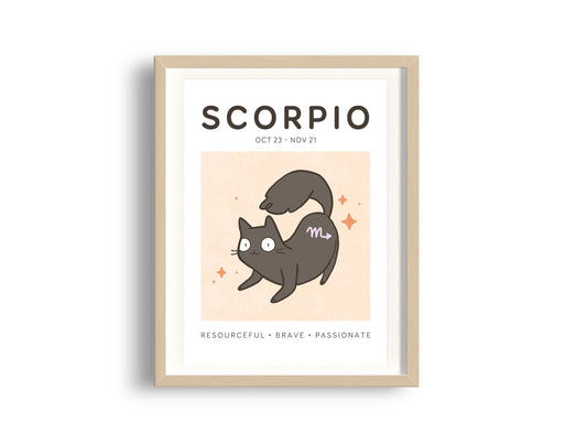 Scorpio Zodiac Cat Print (A5)