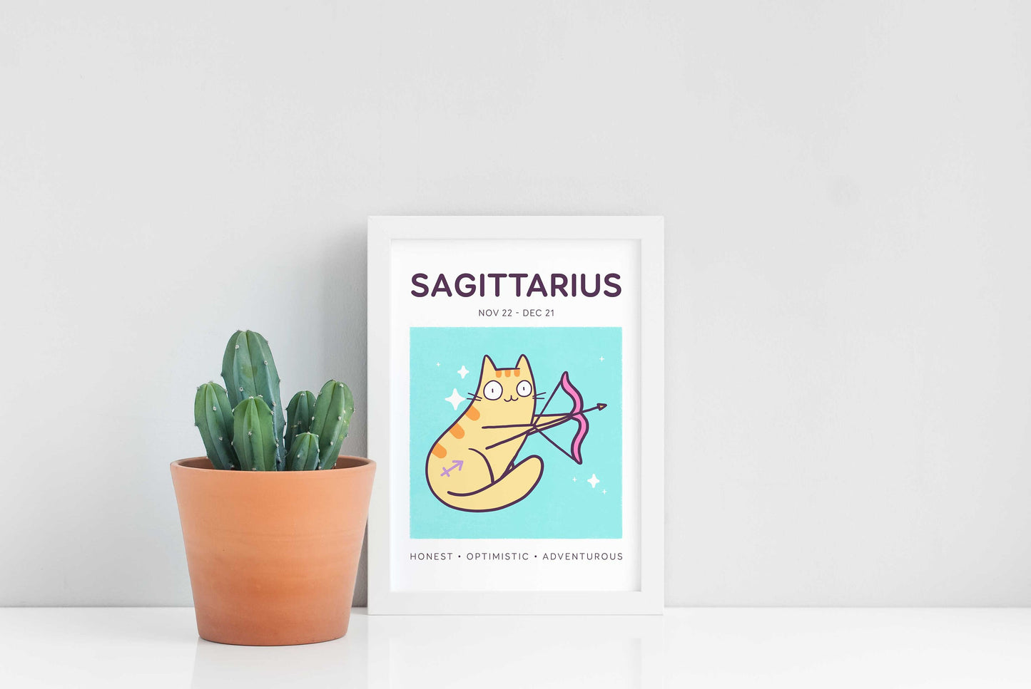 Sagittarius Zodiac Cat Print (A5)