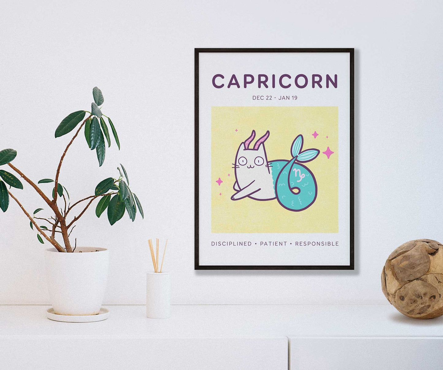 Capricorn Zodiac Cat Print (A5)