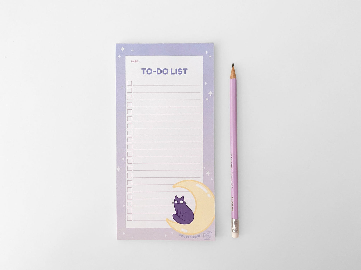 Cat To Do List Pad, Cosmic Cat Notepad, DL List Pad 50 Sheets, Checklist Pad