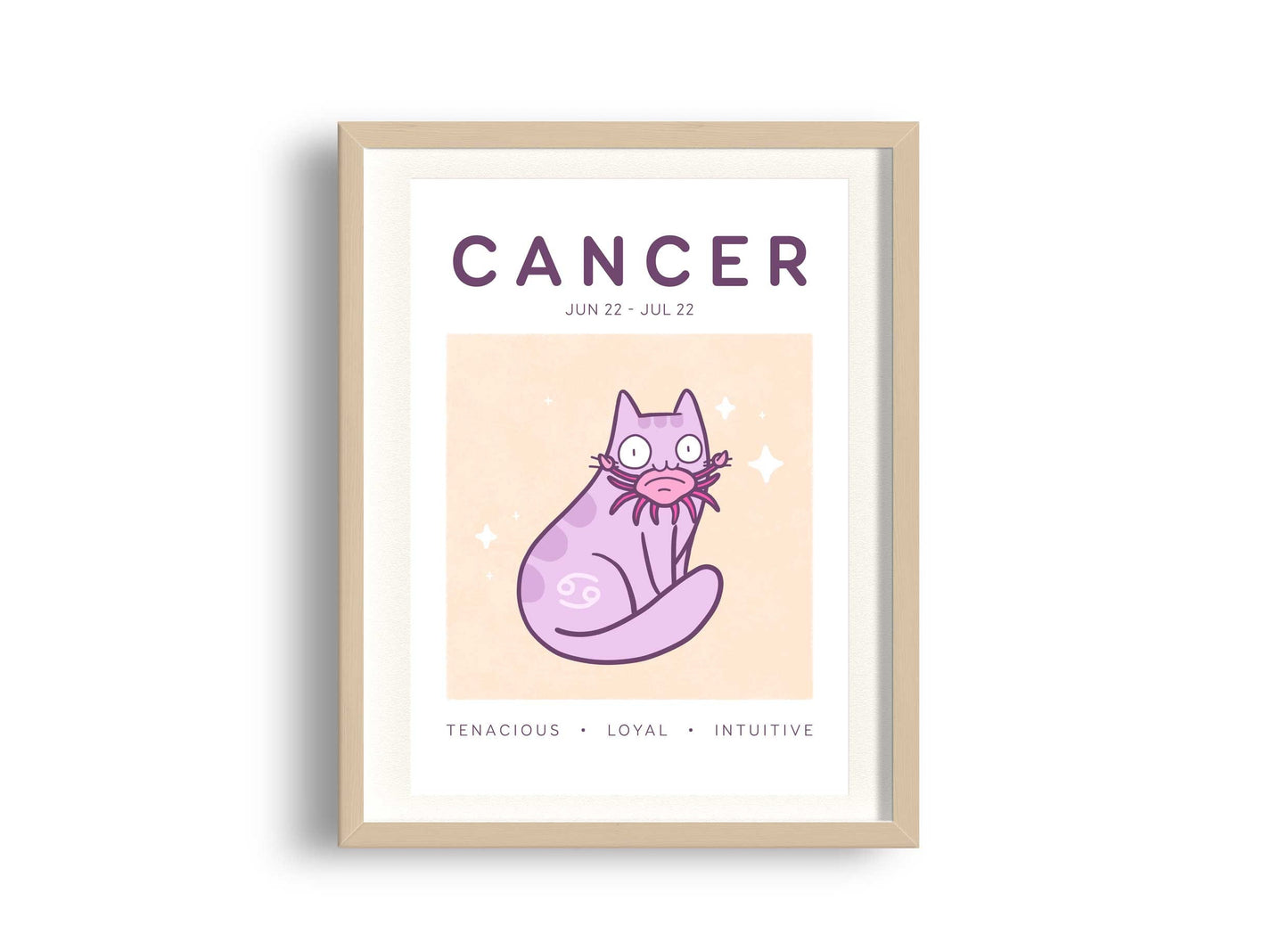 Cancer Zodiac Cat Print (A5)