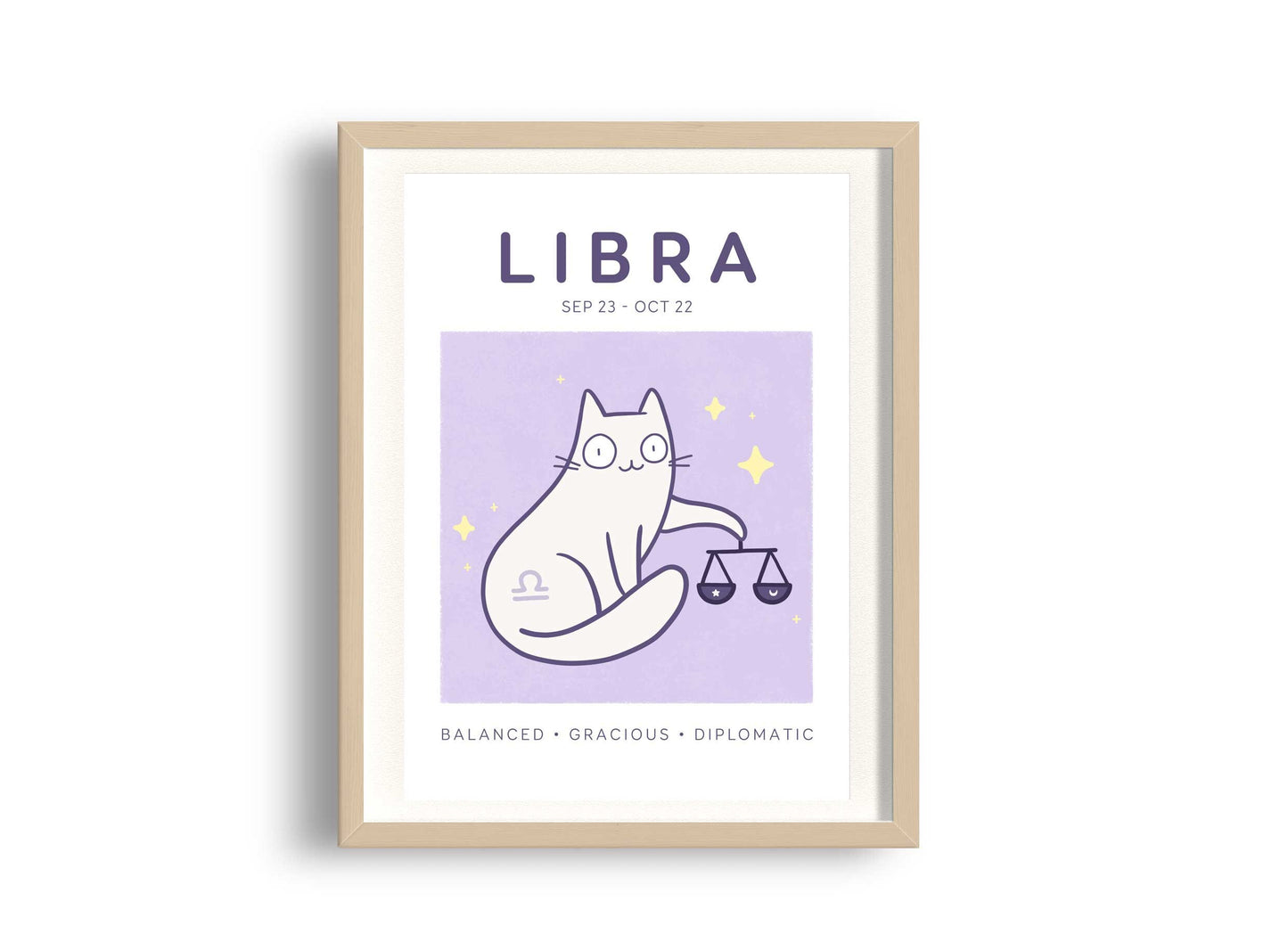 Libra Zodiac Cat Print (A5)